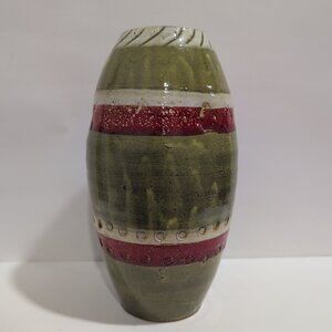 Vintage Italian Handmade Glazed Vase Stamped 9" Tall